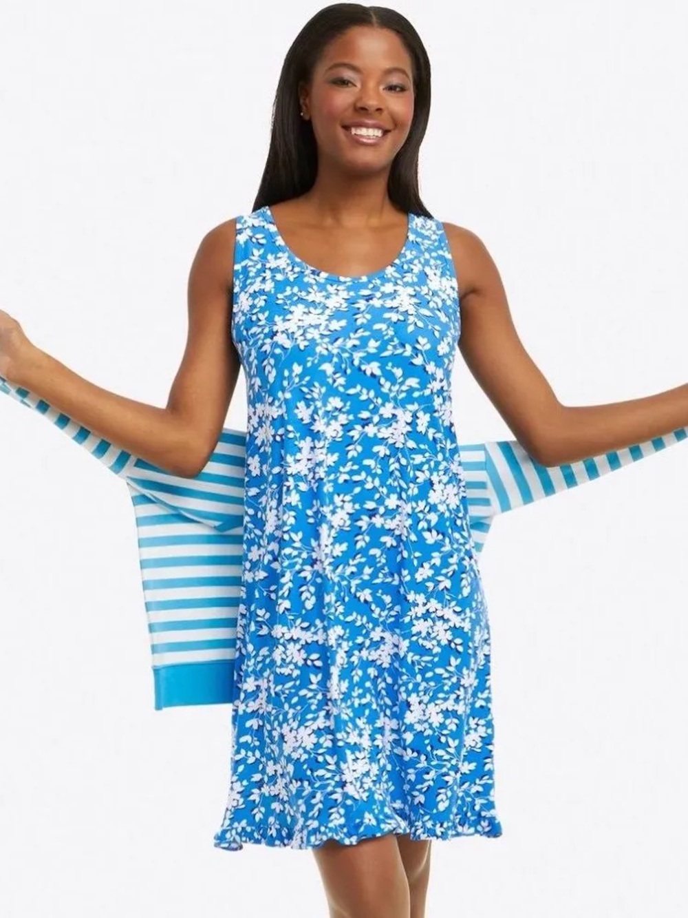 Draper James Blue Floral Ruffle Nightie in a size S/M